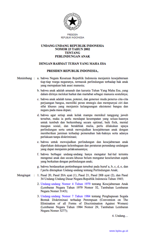 Undang-Undang Tentang Perlindungan Anak Tahun 2002 – Kompaspedia