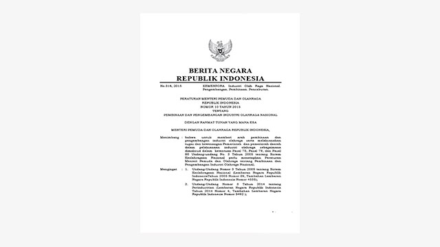 Permenpora Tentang Pembinaan Dan Pengembangan Industri Olahraga ...