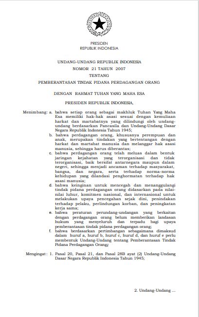 Undang-Undang Nomor 21 Tahun 2007 Tentang Pemberantasan Tindak Pidana ...